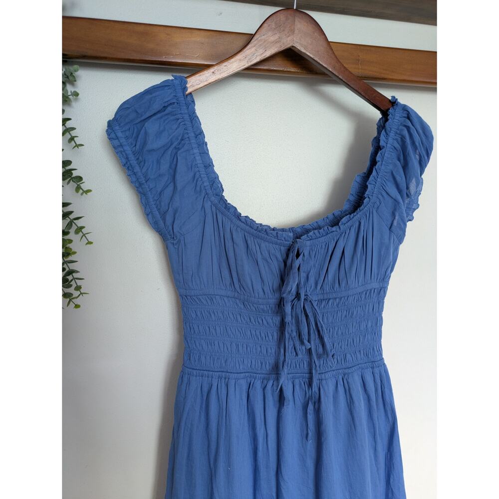 Sim & Sam Cottagecore Tiered Maxi Dress Blue Ruffle Sleeve Boho NWT - Picture 2 of 5